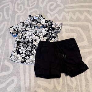 Baby GAP Black and White Floral Matching Set 0-3m